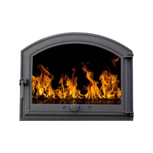 Ușă din fontă BARBEQUE punctat cu sticlă și reglare putere flacără, 570x470mm