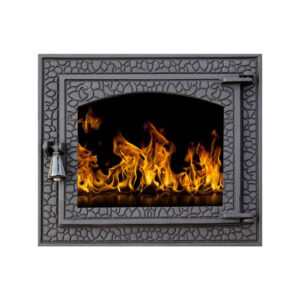 Ușă din fontă RUSTIC mediu, cu sticlă, 400x450 mm