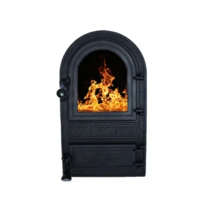 Ușă din fontă FAGURE cu sticlă și cenușar, 520x300 mm