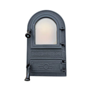 Ușă din fontă FAGURE cu sticlă și cenușar, 520x300 mm