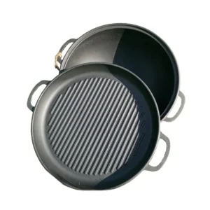 Ceaun wok din fontă 18 litri cu capac tigaie grill sau neted