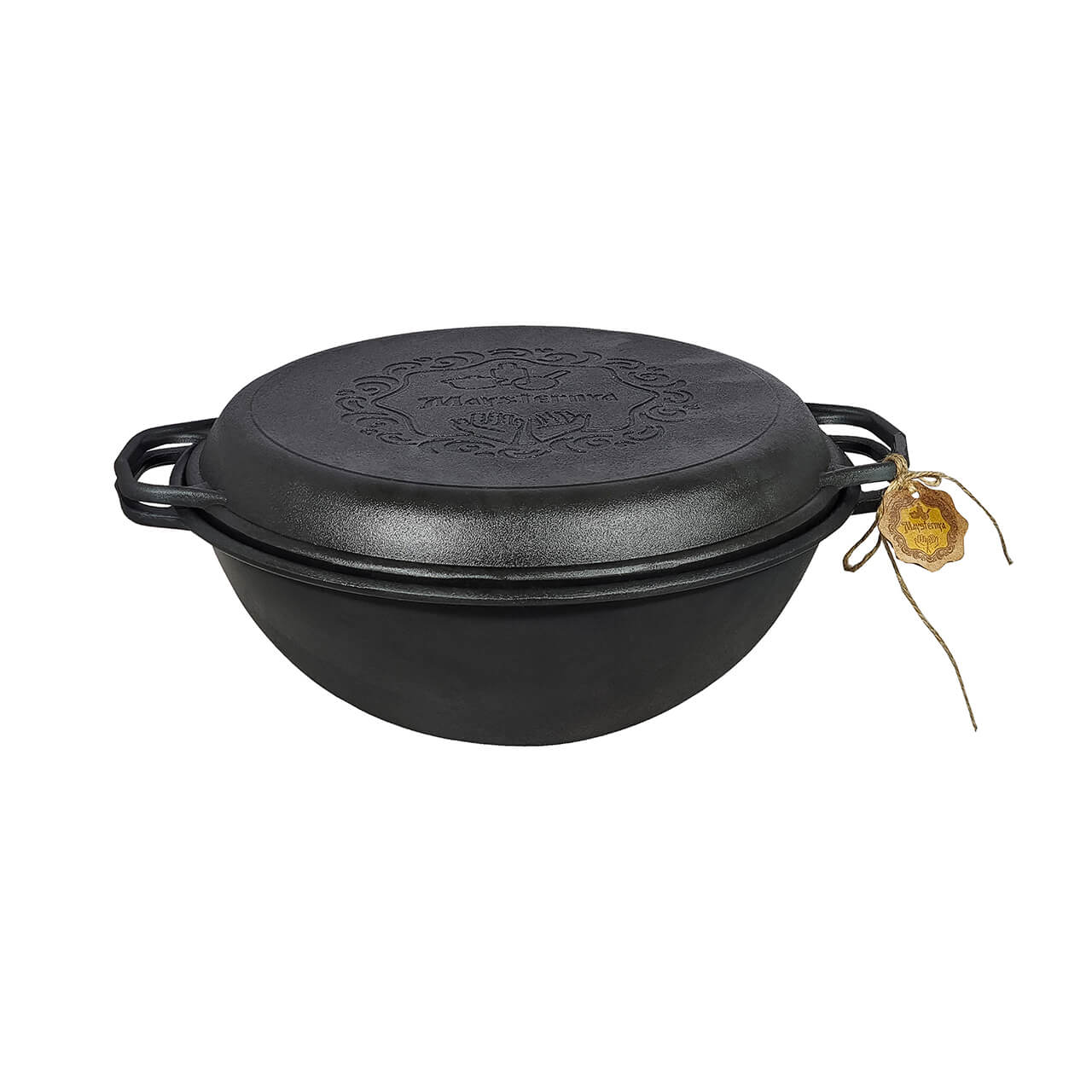 Ceaun din Fontă WOK 8L (cu capac tigaie) cod produs T405 - imagine 3