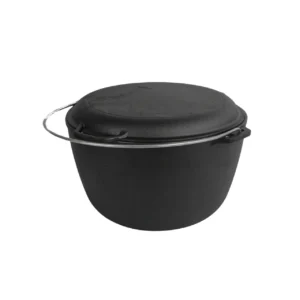 Ceaun din fontă cu capac tigaie – 10L | Ideal pentru foc deschis și gătit tradițional
