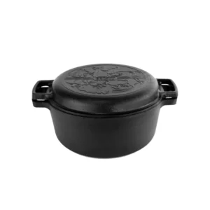Cratiță din fontă 4L cu capac tigaie – ideală pentru cuptor, plită și foc deschis