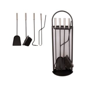 Set Ustensile pentru Semineu cu Suport 4 Piese
