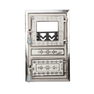 Usa Soba Monobloc cu Geam Motive Romanesti Nichelata