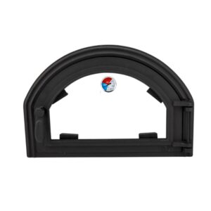 Ușă de cuptor din fontă cu geam termorezistent și termometru integrat până la 300°C